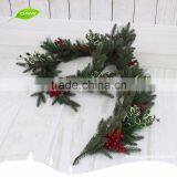 GNW CHGR-1607018 High Quality Tinsel Christmas Garland With Red Berry for Christmas Tree Decoration thumbnail-1