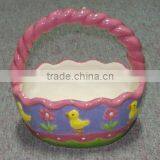 Wholesale Hand-made Ceramic Basket for Easter Decoration thumbnail-1