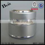 10/15/30/50g Silver Aluminum Cream Jar Face Cream Aluminum Cream Jar With White Glass Inner Jar thumbnail-1