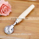 Factory Price Top Quality Hot Sale Wood Handle Stainless Steel Material Pizza Cutter thumbnail-2