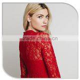2015 New Fashion Wedding Dress Long Sleeve Red Lace Dress Lace Crochet Evening Dress thumbnail-5
