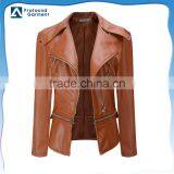 New Winter Apparel Blank Motorcycle pu Leather Jacket for Women thumbnail-1