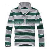 2016 Black and White Horizontal Bands Hot Sale Long Sleeve Men's Polo Shirt thumbnail-6