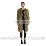 Best Selling Fashion Green Sheepskin Long Coats for Ladies thumbnail-1