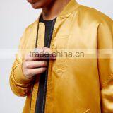 MGOO New Design Gold Oversized Bomber Jacket Drop Shoulder Customized Plain Satin Winter Jacket For Man thumbnail-4