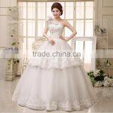 Wholesale Flowers High Low Lace Layer Sweet Wedding Dress Tie Back Drilling Single Shoulder Wedding Dress thumbnail-5