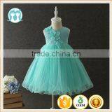 smocked children clothing wholesale kids clothing flower dress with green color