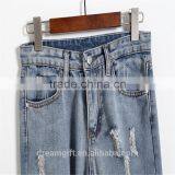 Simple Clothing Hole Torn Female Jeans Women's Cool Denim Pants Straight Jeans for Girl Destroyed Casual Pants thumbnail-3