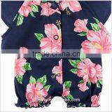 Wholesale Baby Basic Bodysuit Cotton Flower Print Sets Girls Sleeveless Children Romper thumbnail-2