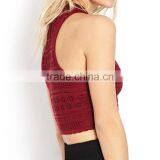 Purplish Red Lady Pierced Sleeveless Tank Top for Summer thumbnail-2