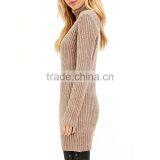 Factory Price Elegant Rib Knit Dressy Long Sleeve High Neck Long Tunic Tops thumbnail-2