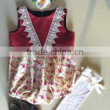 Vintage Romper Floral Bottom Baby Romper Clothes Boutique Girl Clothing thumbnail-4