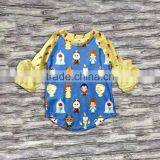 Wholesale Baby Clothes Ruffle Raglan Baby Icing Ruffle Top With Bunny Printed thumbnail-3