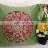 Decorative Pillow Cover in Green, Sofa Toss, Throw Pillow, Pink Embroidery, thumbnail-5