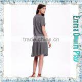 2016 New Simple Designs Plain Style Best Quality Ladies Round Neck Grey Soft Cotton T-Shirt thumbnail-2