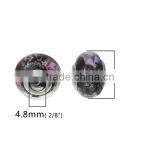 Lampwork Glass European Style Large Hole Beads Round Pattern Multicolor With 304 Stainless Steel Silver Tone Core thumbnail-2