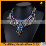 Wholesale Fashion Statement Necklace, Gold Necklace Jewelries With Colorful Diamond Stone thumbnail-4