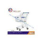 Asian Style Steel Wire Retail Shopping Trolley With Wheels , Wire Shopping Carts