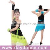 Girls Kids Latin Dance Costumes Fringe Children Ballroom Stage Dance Wear