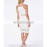 Hot Sales Summer Sexy Strappy Mesh Detail White Bodycon Midi Dress thumbnail-5