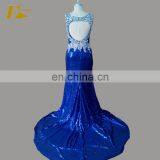 Plus Size Corset Bodice Slit Sequin Long Crystal Embellishments Sexy Prom Dress For Girls thumbnail-5