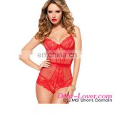 2017 New Arrival Ladies Red Sexy Underwire Cups Floral Lace Fishnet Lingerie