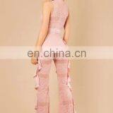 Fashion New Designs Sleeveless Ruffle Front Lace Black Rompers Jumpsuits for Women 2017 thumbnail-4