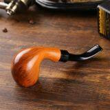 150mm Length Wooden Resin Short Tobacco Pipe With Yelllow Solid Wood Bending Head for Smoking thumbnail-5
