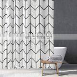 Extra Long Black Polyester Hotel Shower Curtain With Hooks thumbnail-2