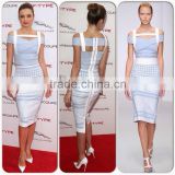 Hot Selling Cheap Sey Miranda Kerr Knee Length Blue Rayon HL 2 Piece Bandage Dress New Arrival Elegant Knitted Ladies Fashion Dr