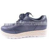 Bottom Jagged Female Breathable Straw Interlay Outsole Lace up Ladies Sneakers thumbnail-4