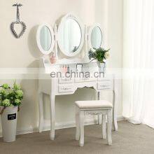 Modern Large-capacity White Dressing Table Mirror Furniture With Stool