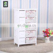 Bedroom Storage Dresser Chest 5 Drawers W/ Wicker Baskets Cabinet Wood Furniture thumbnail-1