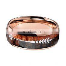 2020 Fashion Trendy Simple Casual Sporty Stainless Steel Rose Gold Arrow Wood Grain Ring for Men Women Jewelry Never Rust Rings thumbnail-5