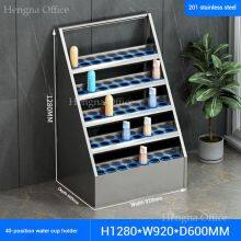 40 Slot Stainless Steel Cup Holder Cabinet With Anti-Collision Rings & Label Tabs, Commercial Breakroom Storage Locker H1250xW850xD590mm