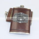 High quality wholesale stainless steel vapor hip flask with pu leather for gift
