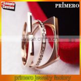 New Personalized stainless steel 3 layers inlay crystal finger rings for women