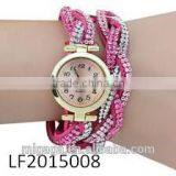 Luxury Womens Bracelet Wrist Watch Crystal Diamond Band Knitted Wrap Dial Quartz thumbnail-1
