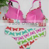 Butterfly Print Hot Sexy Bonded Bra Thong Set Seamless Underwear thumbnail-2