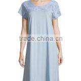 OEM Cheap Sexy Hot Women Soft Bamboo Jerey Sleeping Nightdress with Lace shoulder