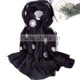 New Product Fashion Daisy Embroidered Scarf With Chinese Knot Tassel WJ-670 thumbnail-3