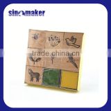mini wooden toy stamp diary toy wooden stamp with animal patterns