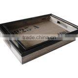 Antique Set of 2 Solid Wooden Serving Tray