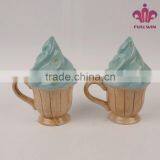 Ecofriendly Ceramic Ice Cream Cups With Handle and Lid