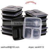 3-compartment Black Disposable Food Plastic Container