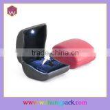 Arc Shape Leather Lithium Battery Led Light Jewelry Box For Wedding Ring