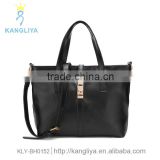 Cheap handbags of pu material lady wholesale shoulder bag soft leather black big bags with lock in front