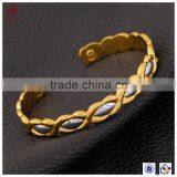 ATHENAA Jewelry High Quality Fashion Energy Magnetic Copper Bracelet Gold Plated Bangle thumbnail-2