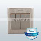 Brushed Champagne 4 Gang 1 Way Electric Wall Switch thumbnail-1