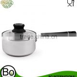 Stainless Steel Tri Ply Sauce Pan with Glass Lid - Silver
